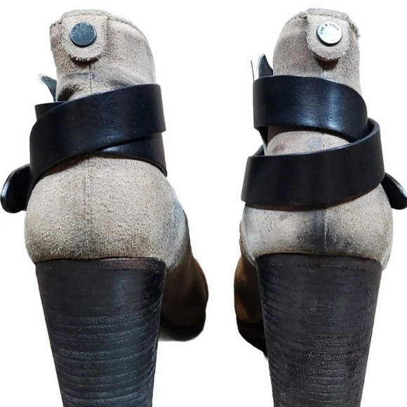 Rag & Bone Harrow Suede Leather Distressed Heeled Booties Ankle Boots Sz 38.5/ 8 - Picture 4 of 12